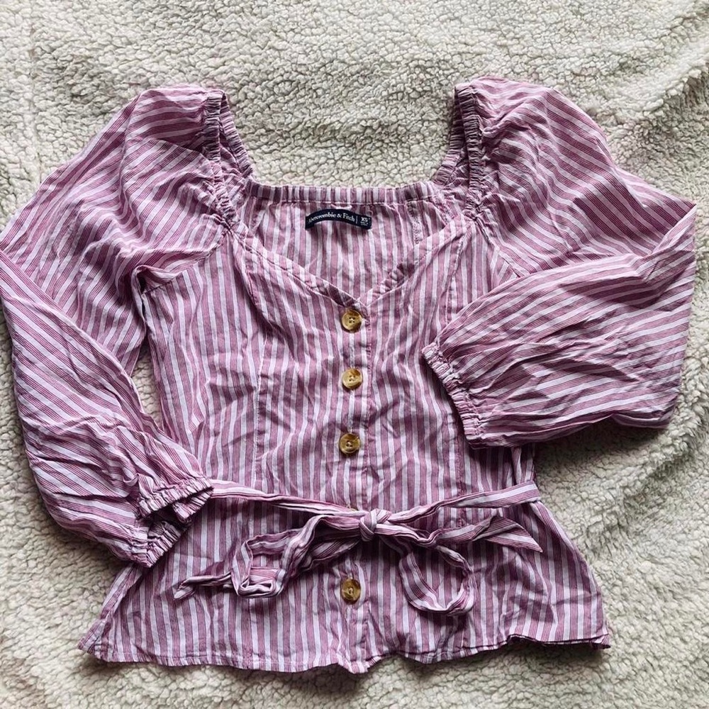 Abercrombie & Fitch Stripe Button Front Top